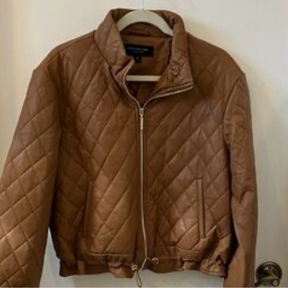 Marc New York Tan Quilted Bomber Jacket